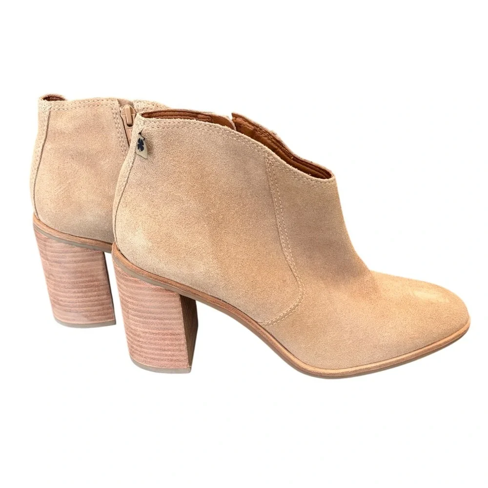 Lucky Brand Pellyon Tan Suede Block Heel Ankle Boots LK-PELLYON Size 10M